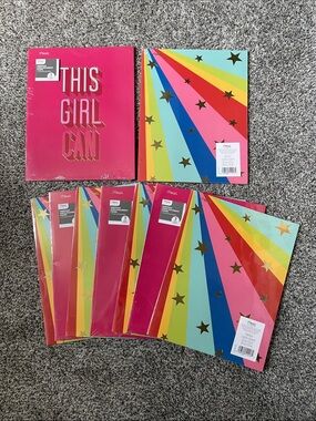 NWT Mead Spiral Notebooks.  Qty (18).  Bright Rainbow Star & Hot Pink.